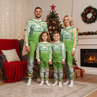 Custom Cook Islands Rugby League Christmas Pajama Set Tatau Tribal Motifs-Light Green Color LT03 - Polynesian Pride