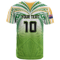 Custom Cook Islands Rugby League T-Shirt - Tatau Tribal Motifs Light Green LT03 - Polynesian Pride