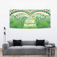 Cook Islands Rugby League Tapestry Tatau Tribal Motifs-Light Green Color - Polynesian Pride