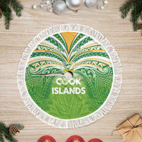 Cook Islands Rugby League Tree Skirt Tatau Tribal Motifs-Light Green Color LT03 Fringed Green - Polynesian Pride