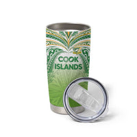 Custom Cook Islands Rugby League Tumbler Cup Tatau Tribal Motifs-Light Green Color LT03 - Polynesian Pride