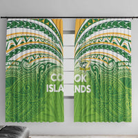 Cook Islands Rugby League Window Curtain Tatau Tribal Motifs-Light Green Color - Polynesian Pride