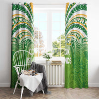 Cook Islands Rugby League Window Curtain Tatau Tribal Motifs-Light Green Color - Polynesian Pride