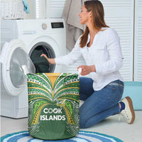 Cook Islands Rugby League Laundry Basket Tatau Tribal Motifs-Dark Green Color LT03 - Polynesian Pride