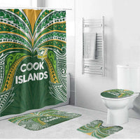 Cook Islands Rugby League Bathroom Set Tatau Tribal Motifs-Dark Green Color - Polynesian Pride