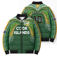 Custom Cook Islands Rugby League Bomber Puffer Jacket Tatau Tribal Motifs-Dark Green Color LT03 - Polynesian Pride