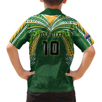 Custom Cook Islands Rugby League Hawaiian Shirt Tatau Tribal Motifs-Dark Green Color - Polynesian Pride