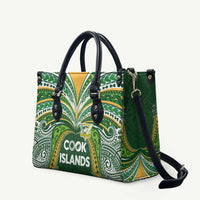Cook Islands Rugby League Leather Bag Tatau Tribal Motifs-Dark Green Color LT03 Green - Polynesian Pride