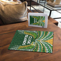 Cook Islands Rugby League Puzzle Tatau Tribal Motifs-Dark Green Color LT03 - Polynesian Pride