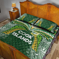 Cook Islands Rugby League Quilt Bed Set Tatau Tribal Motifs-Dark Green Color LT03 - Polynesian Pride