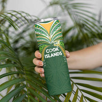 Custom Cook Islands Rugby League Skinny Tumbler Tatau Tribal Motifs-Dark Green Color - Polynesian Pride