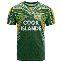 Custom Cook Islands Rugby League T Shirt Tatau Tribal Motifs-Dark Green Color - Polynesian Pride