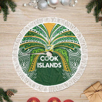 Cook Islands Rugby League Tree Skirt Tatau Tribal Motifs-Dark Green Color LT03 Fringed Green - Polynesian Pride