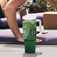 Custom Cook Islands Rugby League Tumbler With Handle Tatau Tribal Motifs-Dark Green Color LT03 - Polynesian Pride