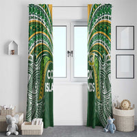 Cook Islands Rugby League Window Curtain Tatau Tribal Motifs-Dark Green Color - Polynesian Pride