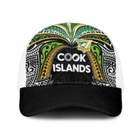 Cook Islands Rugby League Baseball Net Cap Tatau Tribal Motifs-Black Color LT03 One Size White Black - Polynesian Pride