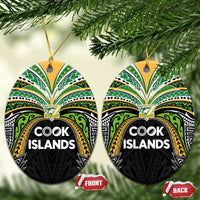 Cook Islands Rugby League Ceramic Ornament Tatau Tribal Motifs-Black Color LT03 Oval Black - Polynesian Pride