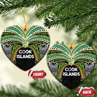 Cook Islands Rugby League Ceramic Ornament Tatau Tribal Motifs-Black Color LT03 Heart Black - Polynesian Pride