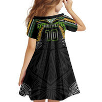 Custom Cook Islands Rugby League Family Matching Off Shoulder Maxi Dress and Hawaiian Shirt Tatau Tribal Motifs-Black Color - Polynesian Pride