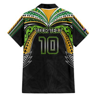 Custom Cook Islands Rugby League Family Matching Off Shoulder Short Dress and Hawaiian Shirt Tatau Tribal Motifs-Black Color LT03 - Polynesian Pride