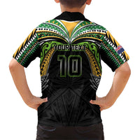 Custom Cook Islands Rugby League Family Matching Summer Maxi Dress and Hawaiian Shirt Tatau Tribal Motifs-Black Color LT03 - Polynesian Pride