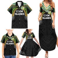 Custom Cook Islands Rugby League Family Matching Summer Maxi Dress and Hawaiian Shirt Tatau Tribal Motifs-Black Color LT03 - Polynesian Pride