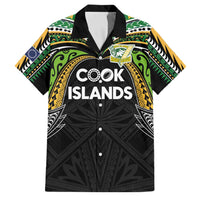 Custom Cook Islands Rugby League Family Matching Tank Maxi Dress and Hawaiian Shirt Tatau Tribal Motifs-Black Color LT03 Dad's Shirt - Short Sleeve Black - Polynesian Pride