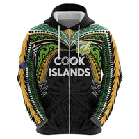 Custom Cook Islands Rugby League Hoodie Tatau Tribal Motifs-Black Color - Polynesian Pride
