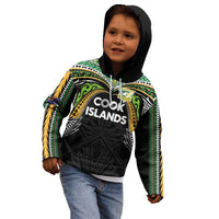 Custom Cook Islands Rugby League Kid Hoodie Tatau Tribal Motifs-Black Color - Polynesian Pride