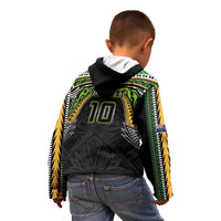 Custom Cook Islands Rugby League Kid Hoodie Tatau Tribal Motifs-Black Color - Polynesian Pride