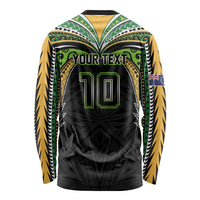 Custom Cook Islands Rugby League Long Sleeve Shirt Tatau Tribal Motifs-Black Color LT03 - Polynesian Pride