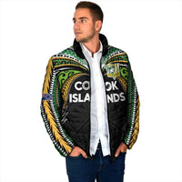 Custom Cook Islands Rugby League Padded Jacket Tatau Tribal Motifs-Black Color LT03 - Polynesian Pride