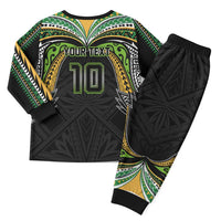 Custom Cook Islands Rugby League Christmas Pajama Set Tatau Tribal Motifs-Black Color LT03 - Polynesian Pride