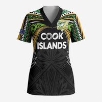 Custom Cook Islands Rugby League Scrub Top Tatau Tribal Motifs-Black Color LT03 Adult Black - Polynesian Pride