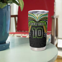 Custom Cook Islands Rugby League Tumbler Cup Tatau Tribal Motifs-Black Color LT03 - Polynesian Pride