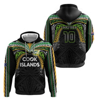 Custom Cook Islands Rugby League Zip Hoodie Tatau Tribal Motifs-Black Color - Polynesian Pride