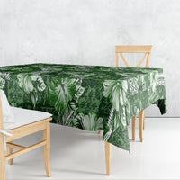 Hawaiian Quilt Pattern Tablecloth Hibiscus and Tribal Element Vintage Green Vibe LT03 - Polynesian Pride