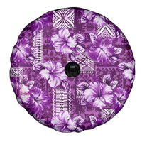 Hawaiian Quilt Pattern Spare Tire Cover Hibiscus and Tribal Element Vintage Purple Vibe LT03 - Polynesian Pride