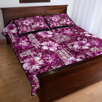 Hawaiian Quilt Pattern Quilt Bed Set Hibiscus and Tribal Element Vintage Pink Vibe LT03 - Polynesian Pride