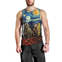 New Zealand and Australia ANZAC Day Men Tank Top Kiwi Bird and Kangaroo Soldier Starry Night Style LT03 - Polynesian Pride