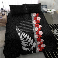 New Zealand ANZAC Day Bedding Set Soldier Silver Fern with Red Poppies Flower Maori Style LT03 - Polynesian Pride