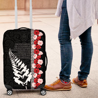 New Zealand ANZAC Day Luggage Cover Soldier Silver Fern with Red Poppies Flower Maori Style LT03 Black - Polynesian Pride