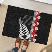 New Zealand ANZAC Day Rubber Doormat Soldier Silver Fern with Red Poppies Flower Maori Style LT03 - Polynesian Pride