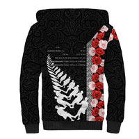 New Zealand ANZAC Day Sherpa Hoodie Soldier Silver Fern with Red Poppies Flower Maori Style LT03 - Polynesian Pride