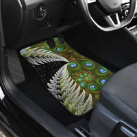 New Zealand Car Mats Koru Abstract Art and Silver Fern Maori Pattern