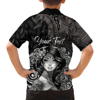 Custom New Zealand Women's Day Family Matching Tank Maxi Dress and Hawaiian Shirt Maori Tribal Girl and Silver Fern Pattern LT03 - Polynesian Pride