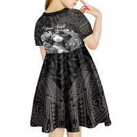Custom New Zealand Women's Day Kid Short Sleeve Dress Maori Tribal Girl and Silver Fern Pattern LT03 - Polynesian Pride