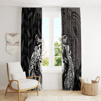Custom New Zealand Women's Day Window Curtain Maori Tribal Girl and Silver Fern Pattern LT03 - Polynesian Pride