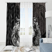 Custom New Zealand Women's Day Window Curtain Maori Tribal Girl and Silver Fern Pattern LT03 - Polynesian Pride