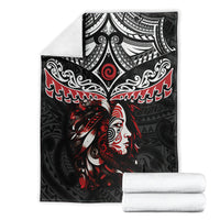 New Zealand Maori Girl Blanket Silver Fern and Koru Pattern